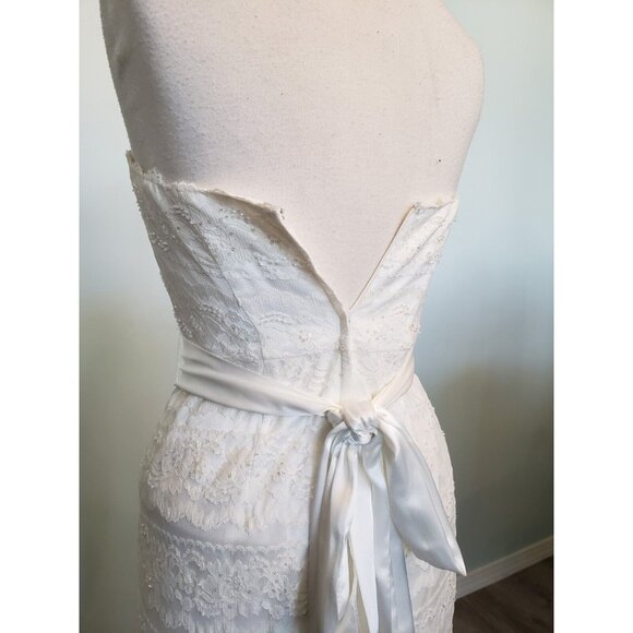 Galina Davids Bridal Womens 6 Wedding Dress Lacy Train Classic Strapless Elegant - Picture 6 of 6